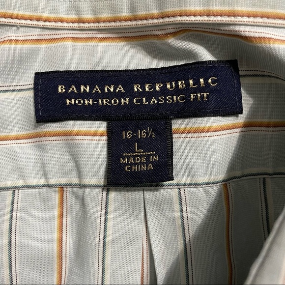 Banana Republic Blue Striped Classic Fit Button Up - Picture 4 of 5